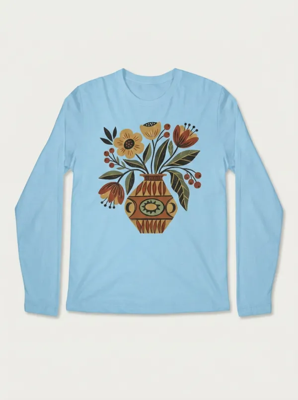 Boho Floral Art Bohemian Vase Long Sleeve T-Shirt
