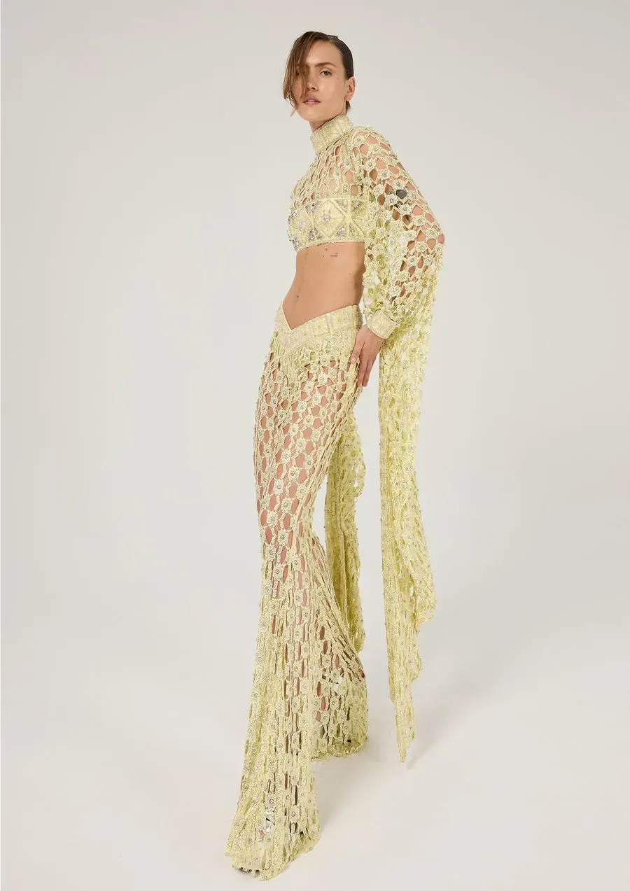 Serena Rhinestone Crochet Flare Two-Piece Set