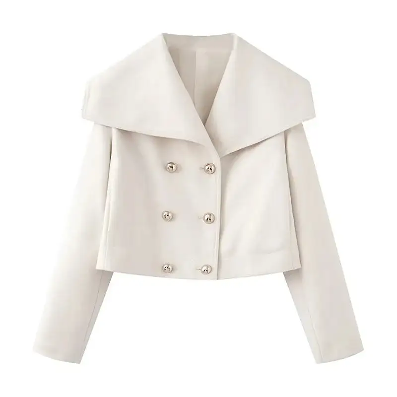 Cropped Oversized Shawl Collar Bomber Jacket