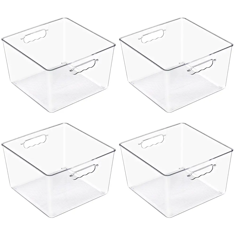 Clear Cube Storage Bins With Handles