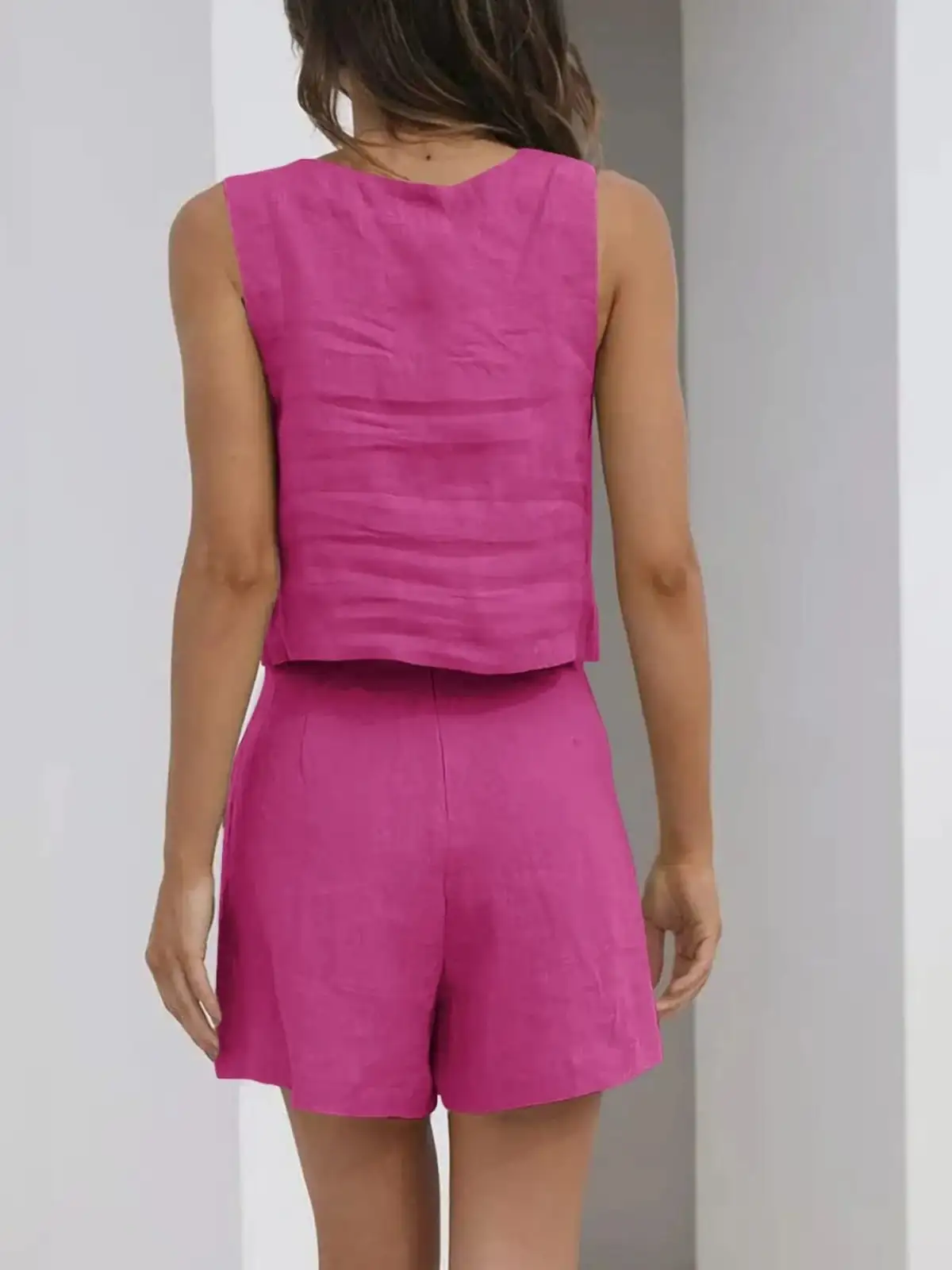 Square-Neck Shorts Matching Set