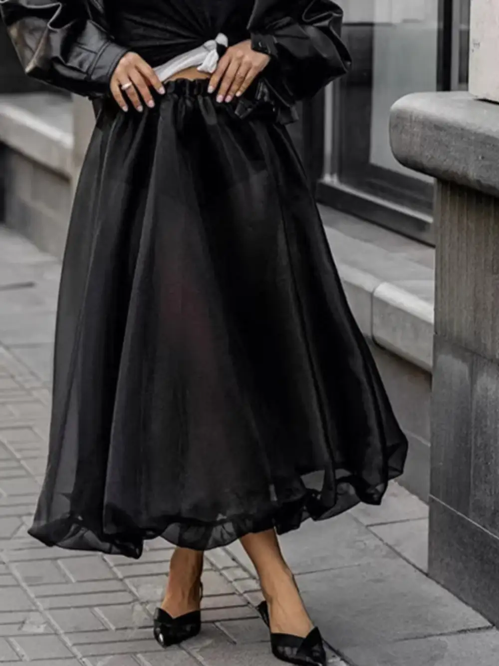 Elastic Waist Flowy Skirt