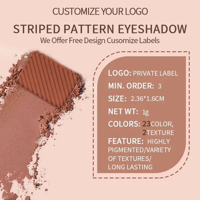 Full Color Soft Powder Diamond Light Stripe Eyeshadow Custom High Pigment Matte Glitter Single Eye Shadow