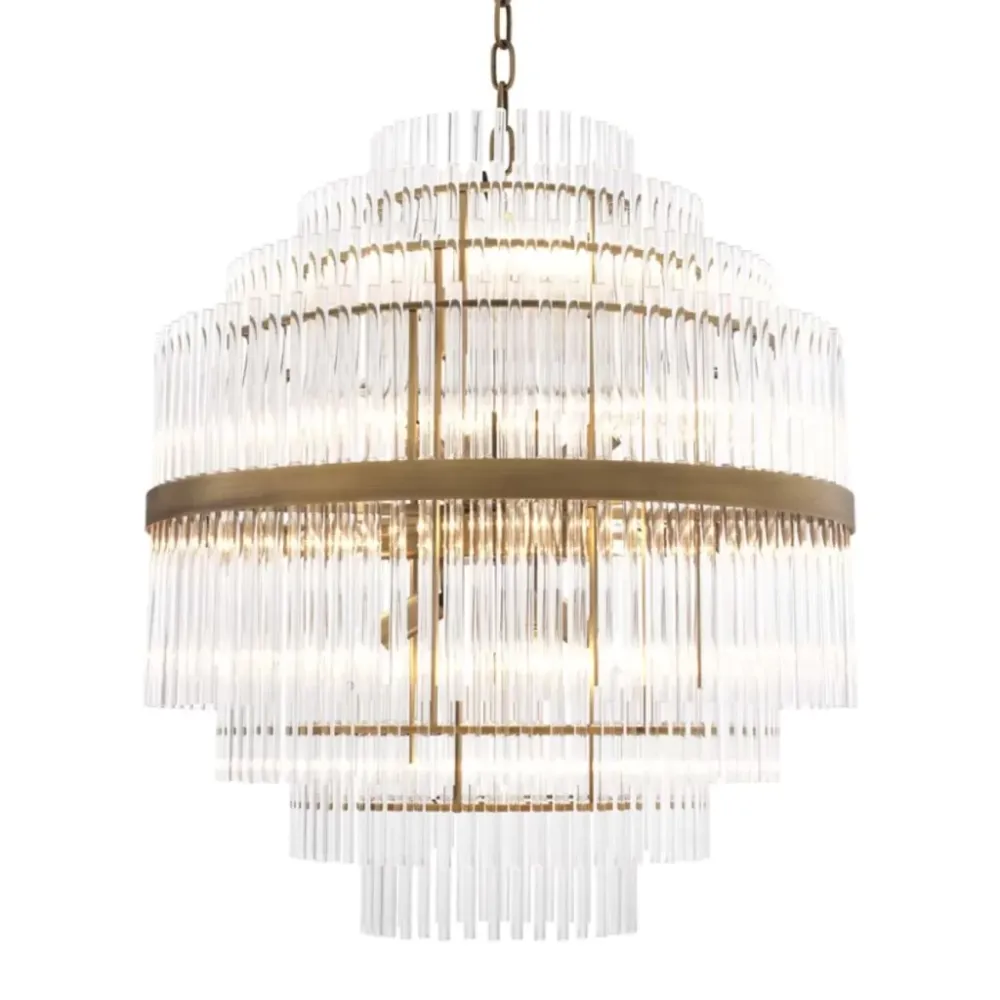Vintage Tiered Glass Rod Chandelier
