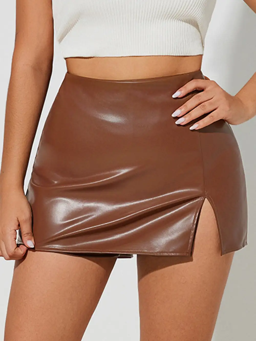 Slit Hem Bodycon Mini Skirt