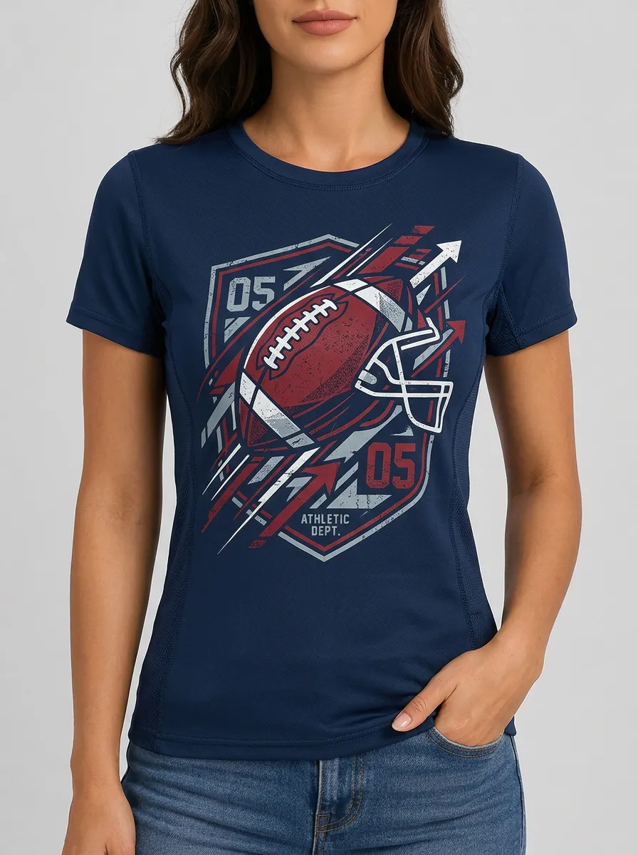 Women's American Football Lover Athletic Dept Printed T-shirt
