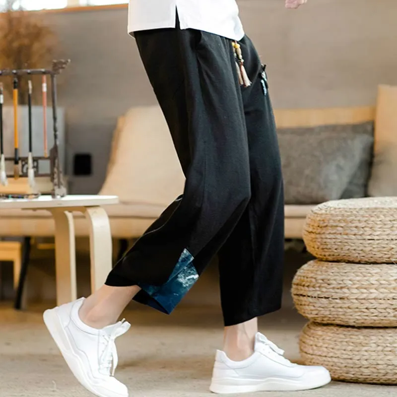 Drawstring Patchwork Pants
