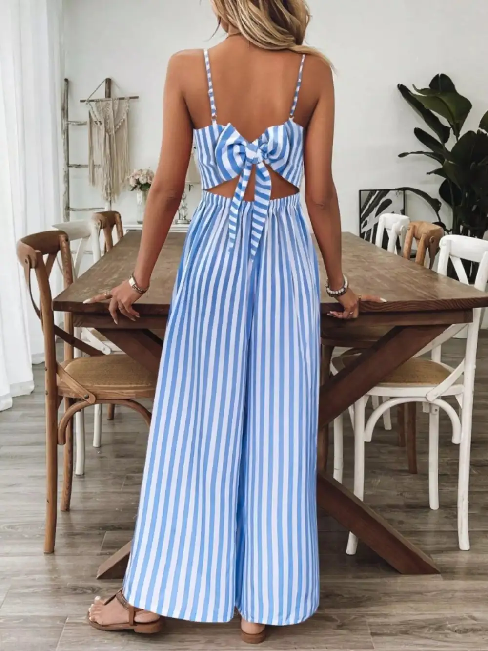 Spaghetti Strap Wide Leg Jumpsuit Accessory