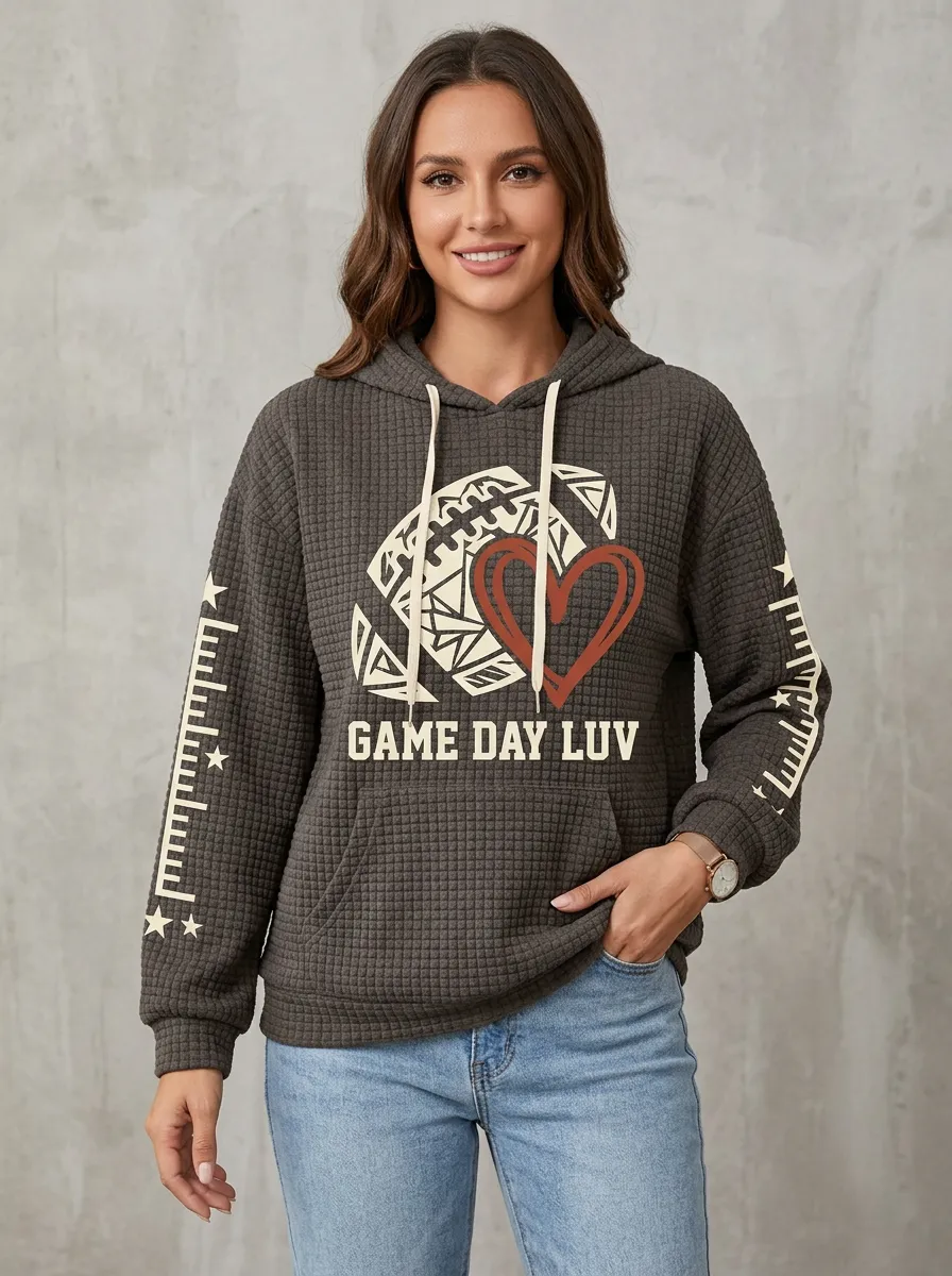 Women's Classic Gridiron Day Luv Heart Graphic Hoodie