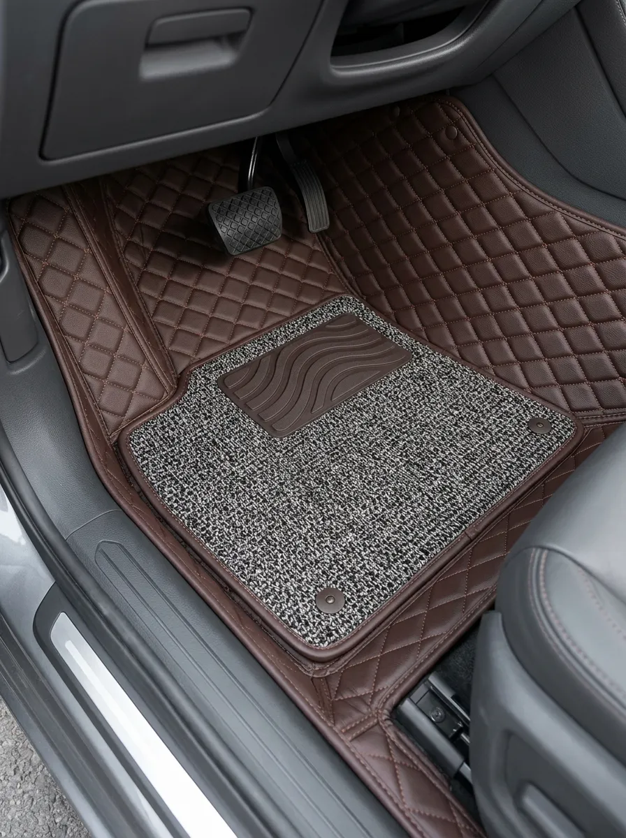 Diamond Quilted Leather Vehicle Floor Mat