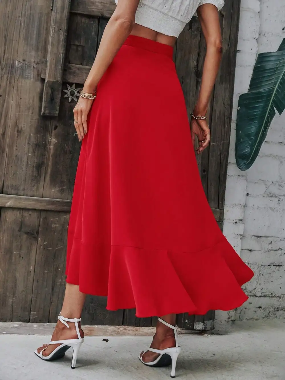 Ruffle Trim Tied Skirt