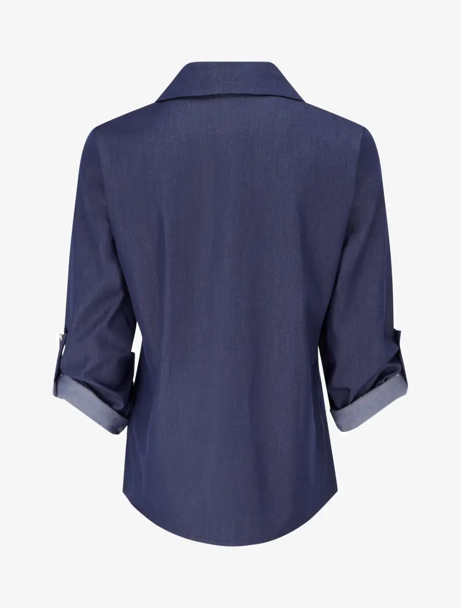 Classic Textured Long Sleeve Straight Fit Stand Collar Button Shirt