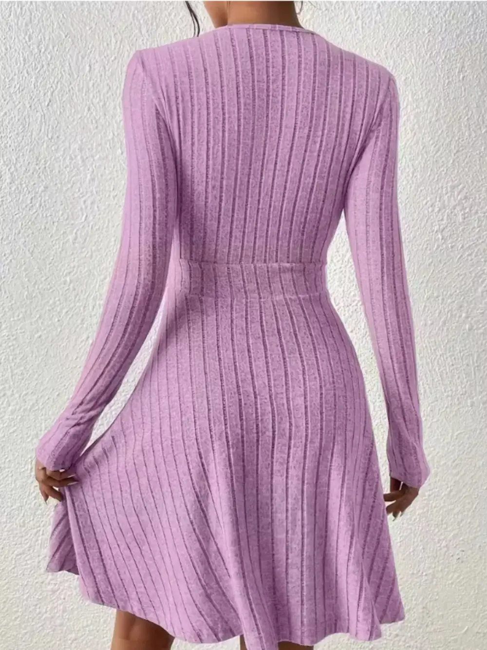 Ribbed Knit Wrap Mini Dress