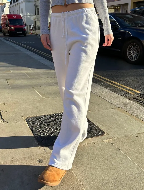 Heather White Waffle Sweatpants