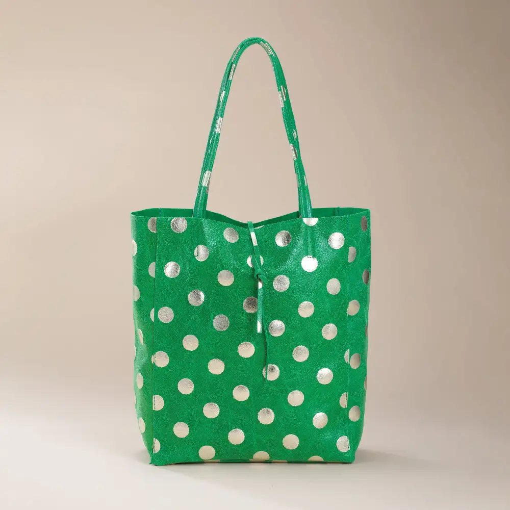 Relaxed Leather Dot Pattern Tote Bag