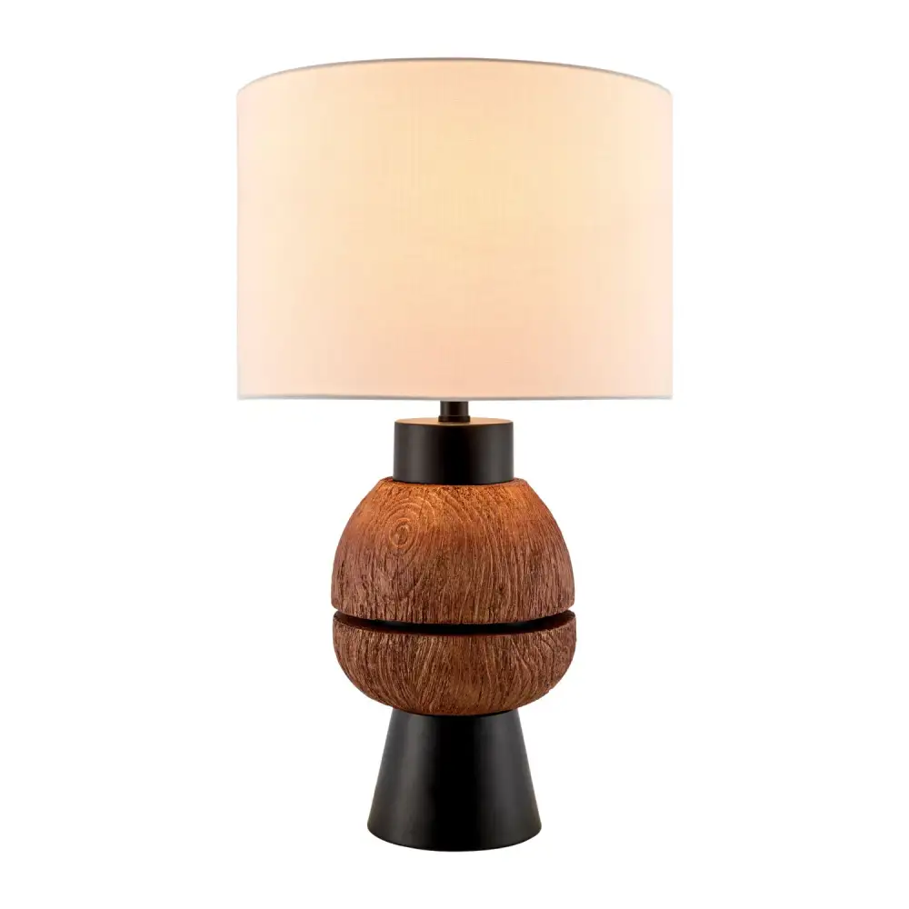 Stacked Linen Shade Iron Linen Stone Table Lamp