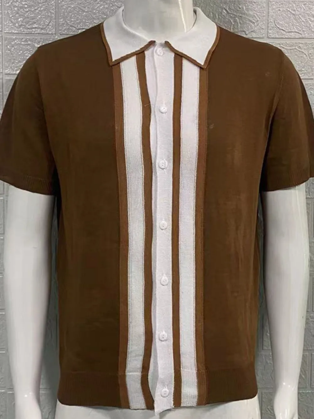 Soft Striped Contrast Detail Collared Polo Shirt