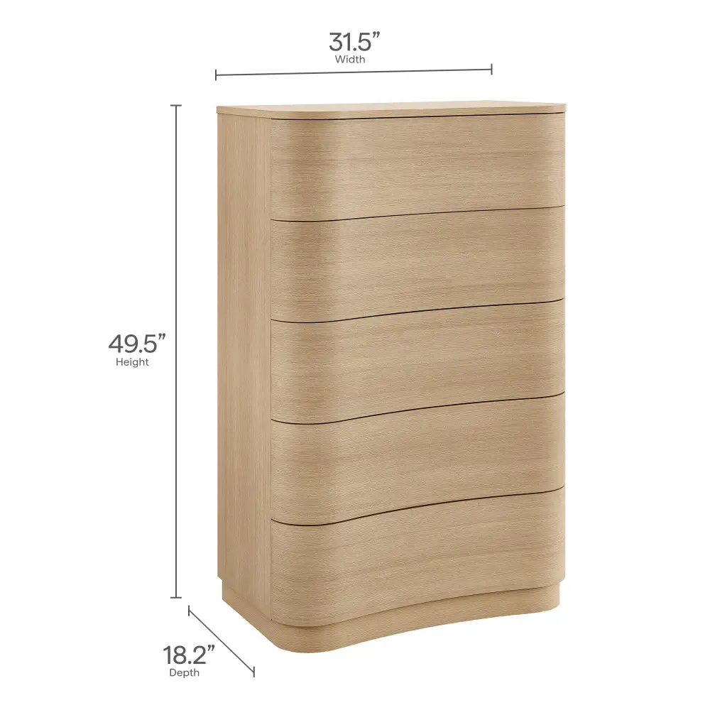 Five Drawer Curved Dresser Chest of Drawers