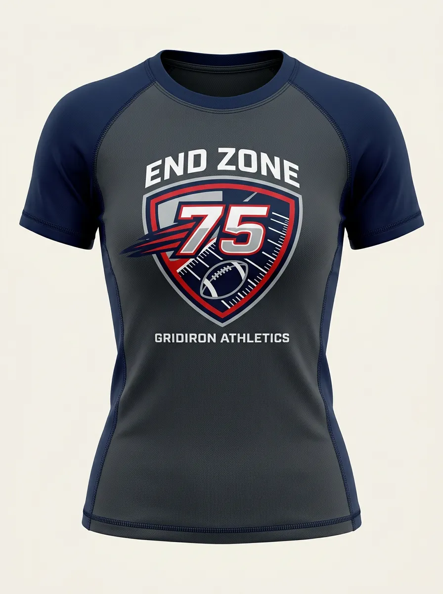 Women's Football Fan End Zone 75 Gridiron Printed T-shirt