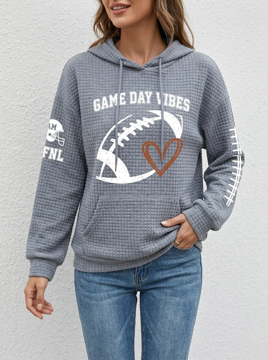Women's Bold Gridiron Day Vibes Heart Graphic Hoodie
