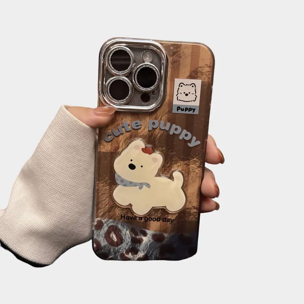 Puppy Dog Beaded Wristlet Glossy Phone Case