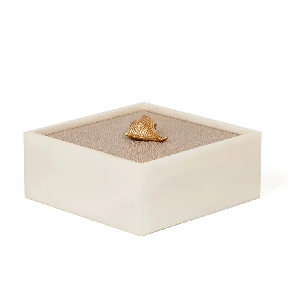 Textured Leather Lidded Square Box