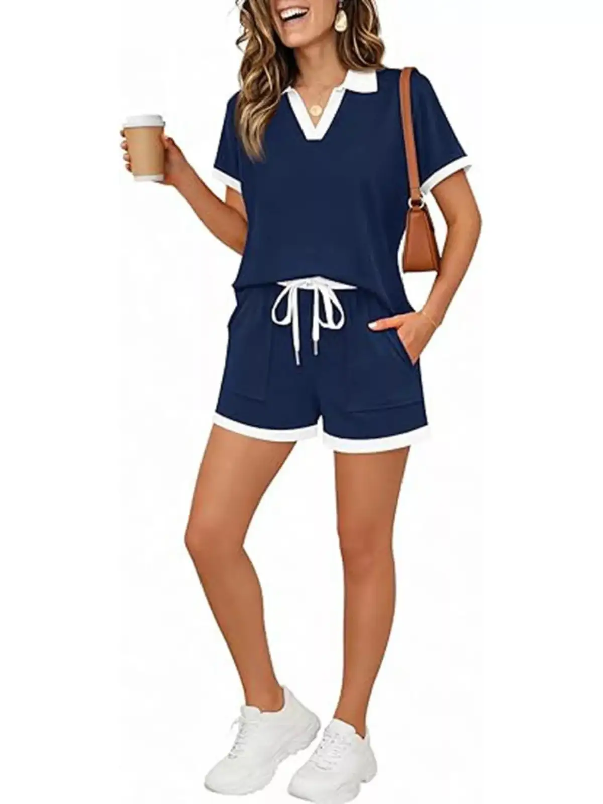 Relaxed Drawstring Pocketed Top and Shorts Matching Set