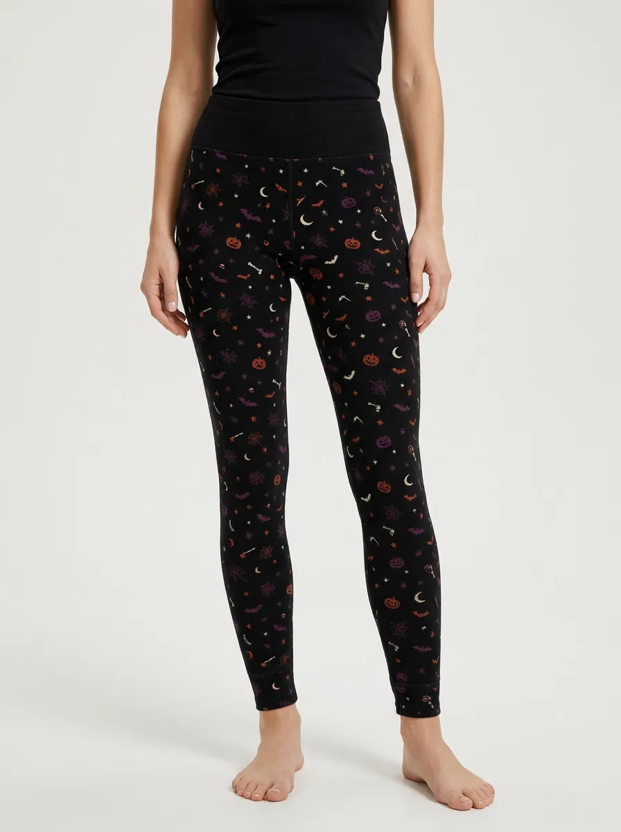 Women's Nightfall Halloween Pumpkin Bat Spiderweb Leggings