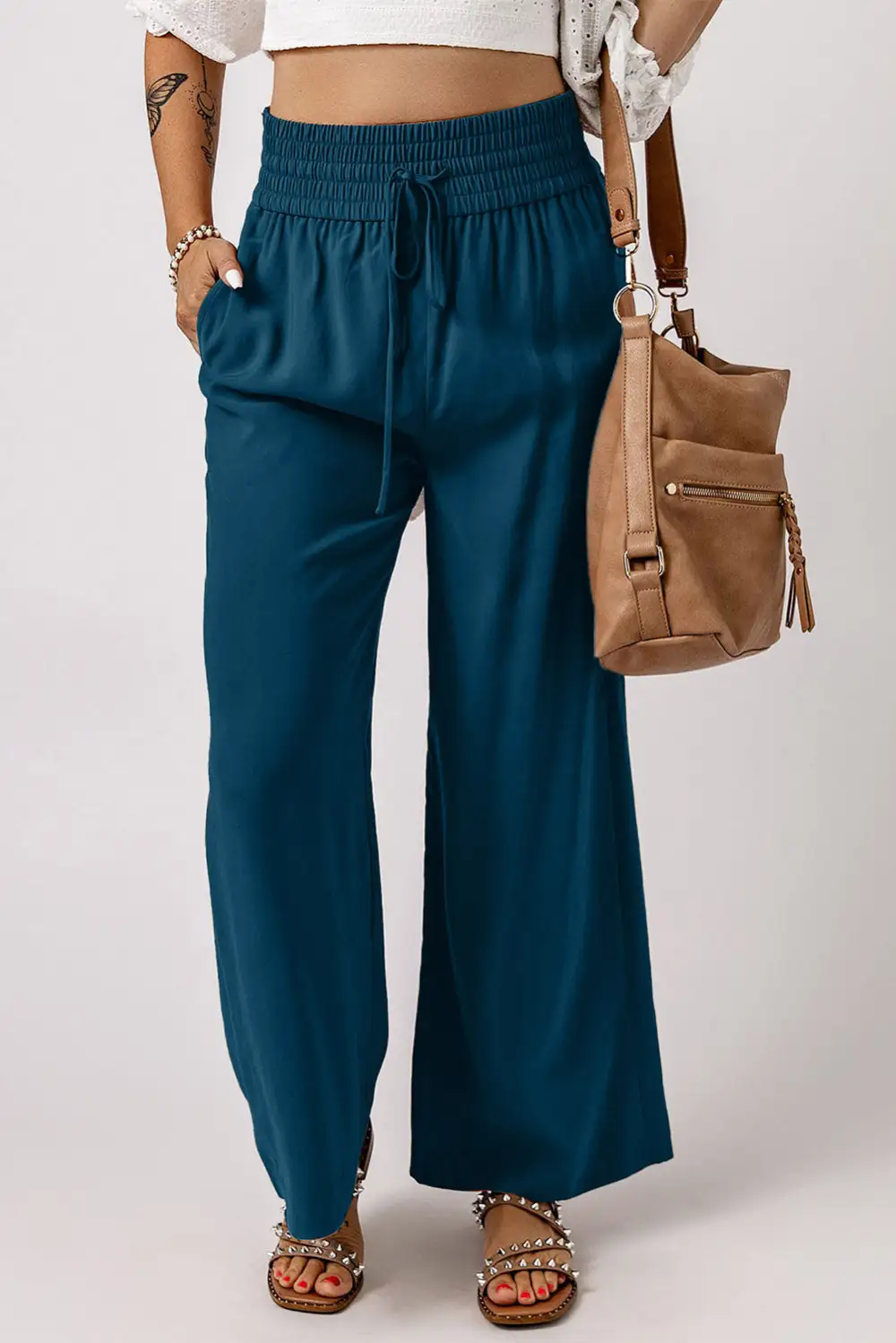 Smocked High Waist Pants