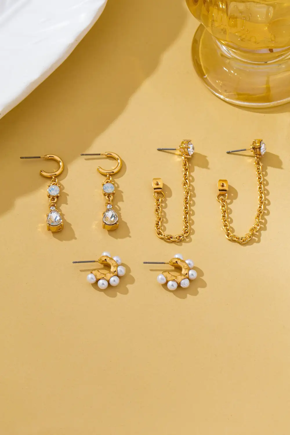 Pearl Hoop Crystal Drop Chain