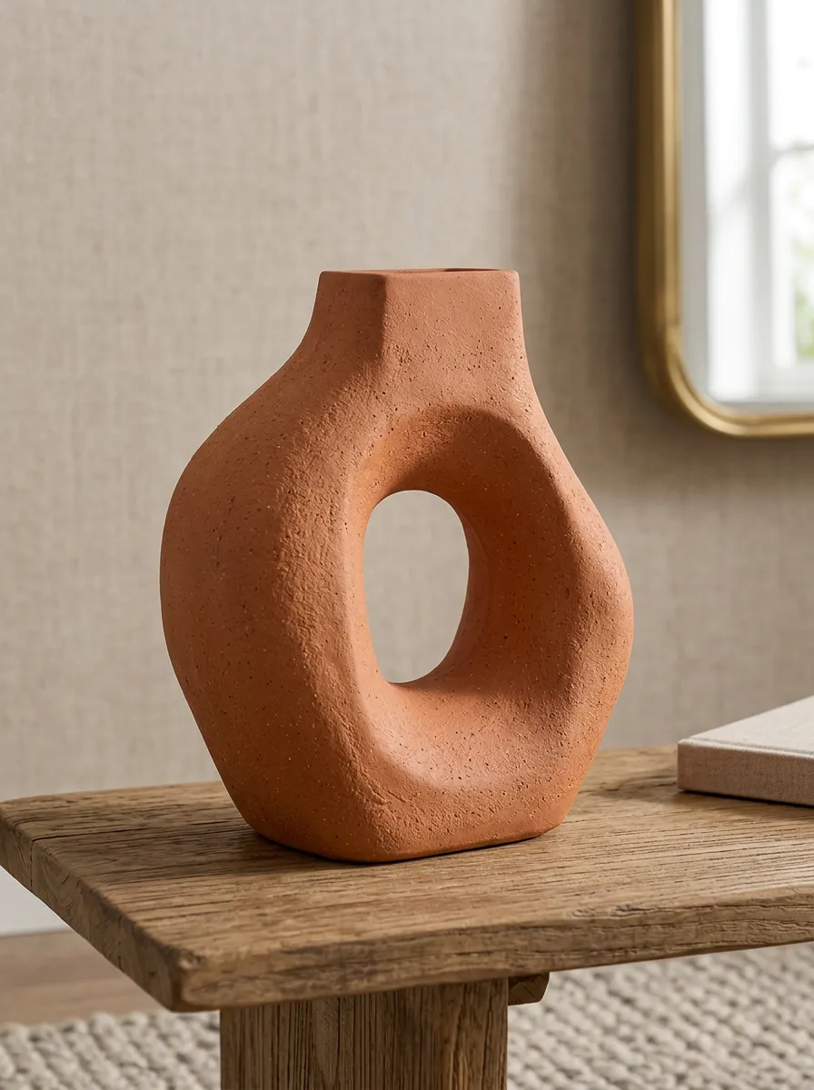 Modern Minimalist Boho Terracotta Hollow Printed Vase
