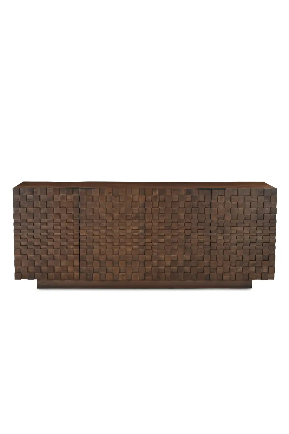 Geometric-Patterned Acacia Four-Door Sideboard