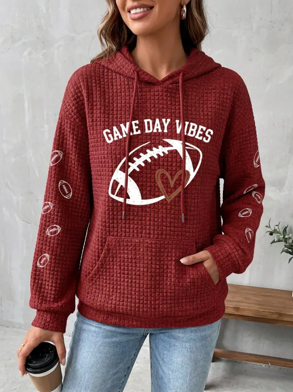 Women's Retro Gridiron Day Vibes Heart Graphic Hoodie