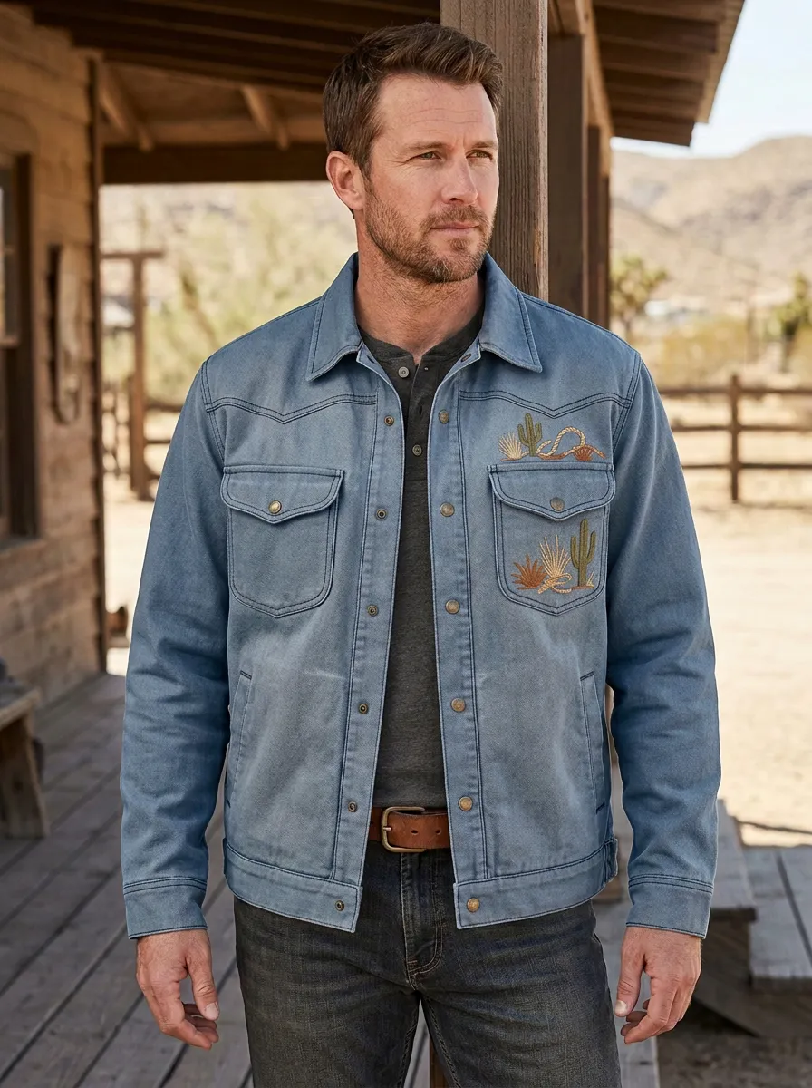 Desert Range Cactus Desert Embroidered Ranchwear Edit Men's Western Jacket