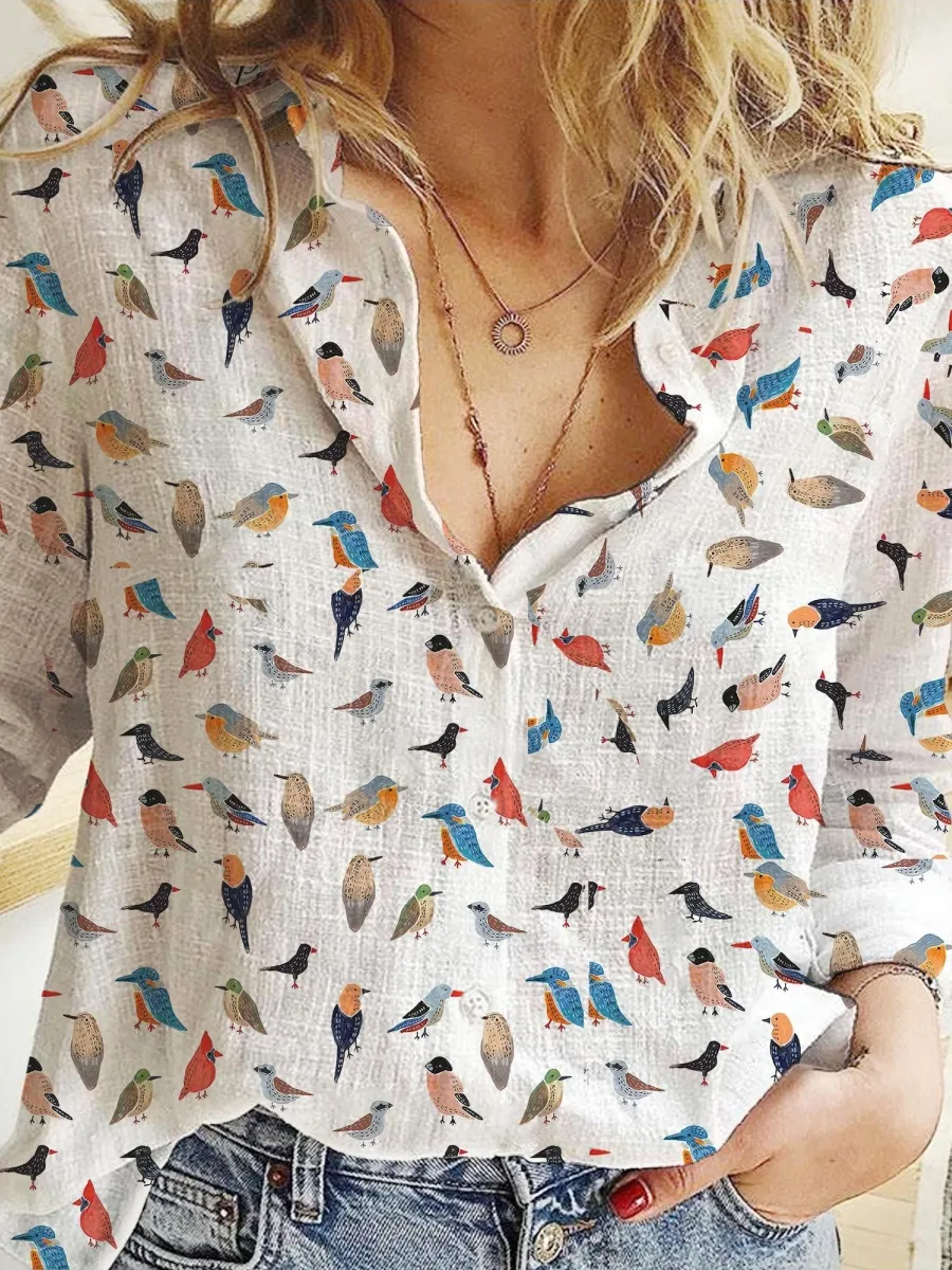 Vibrant Hummingbird Print Shirt