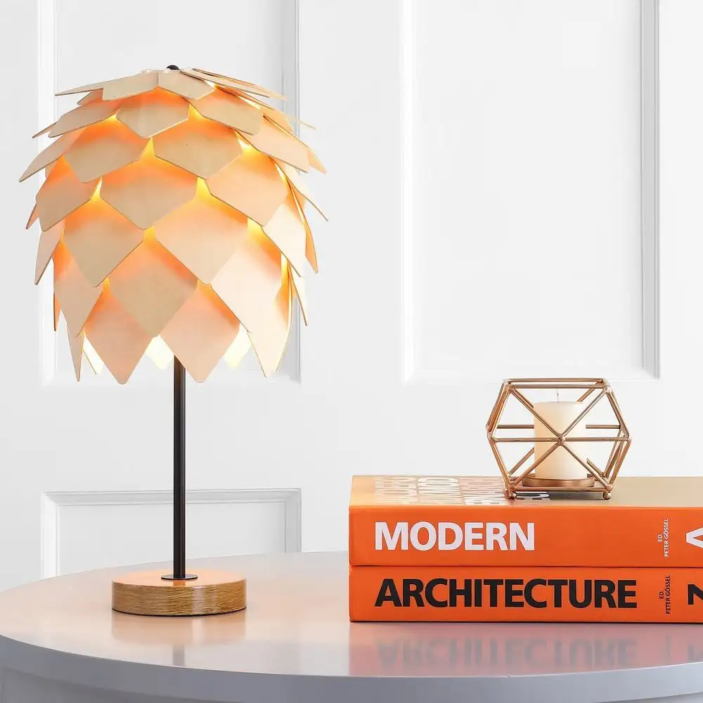 Pinecone Wood Metal LED Table Lamp