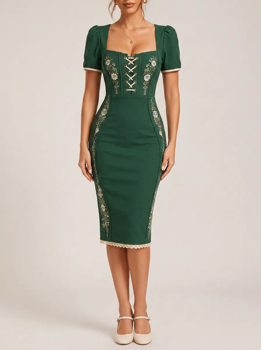 Women's Printed Floral Traditional Bodycon Dress
