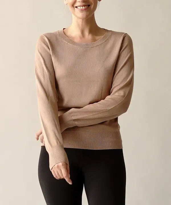 Bamboo Sweater Crew Neck Top Sweatshirt