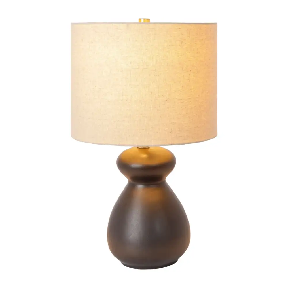 Glazed Modern Ceramic Metal Linen Table Lamp