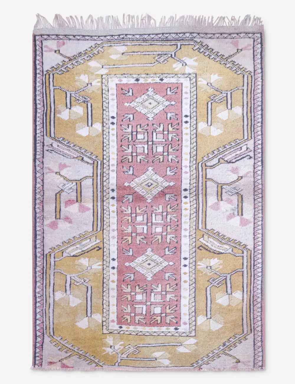 Distinctive Moroccan Inspired Hand Knotted Wool Runner Rug