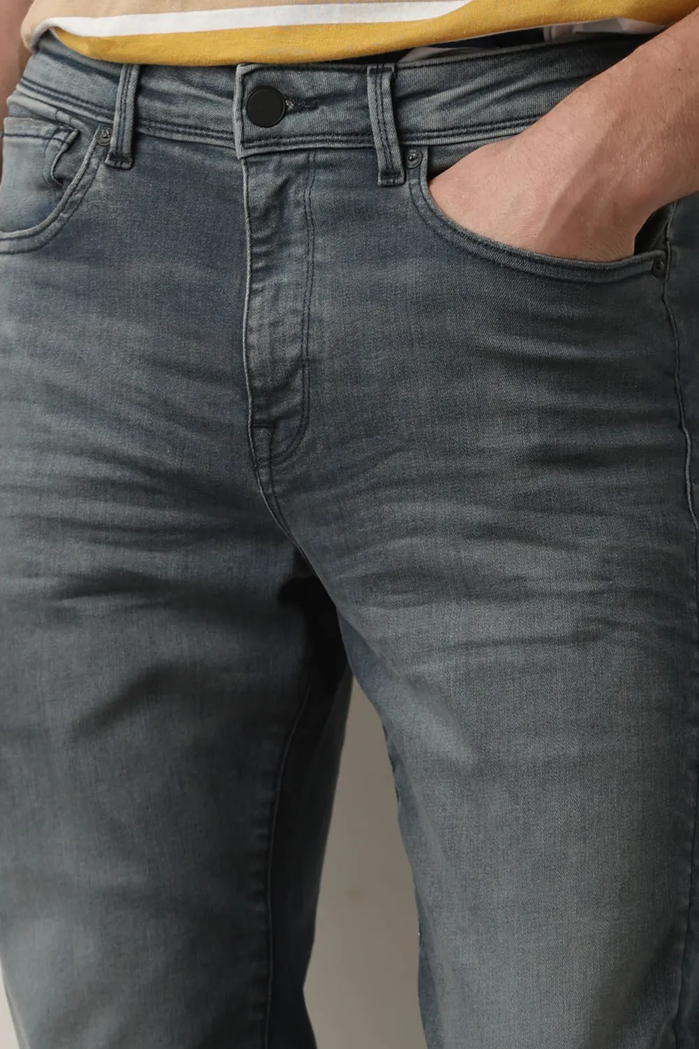 Dark Blue Mid Rise Scott Straight Fit JEANS