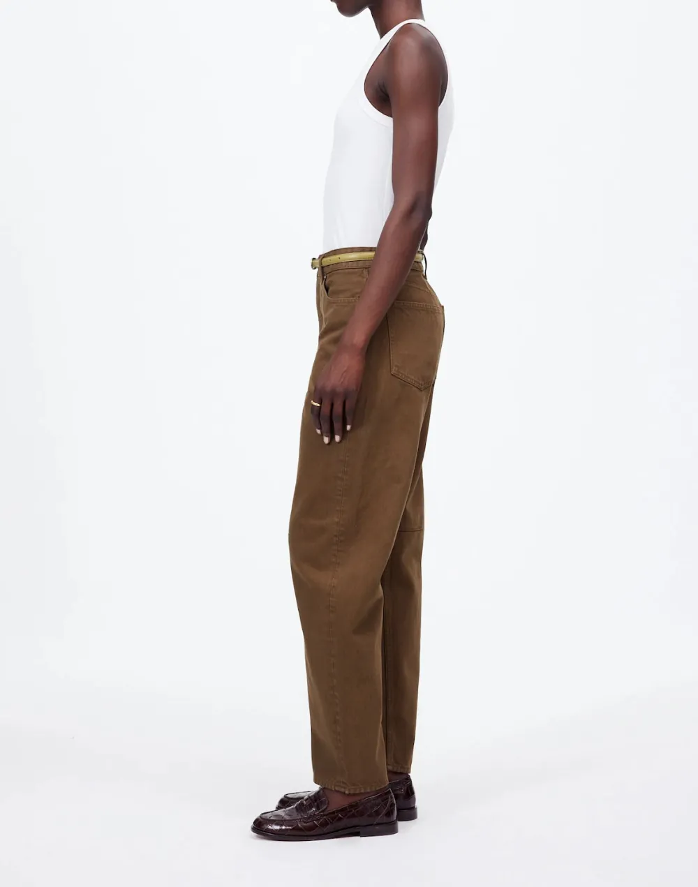 The Darted Barrel-Leg Jean In Garment-Dyed Denim