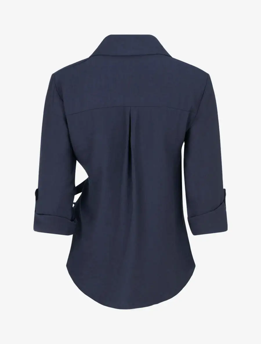 Distinctive Long Sleeve Straight Fit Stand Collar Button Shirt