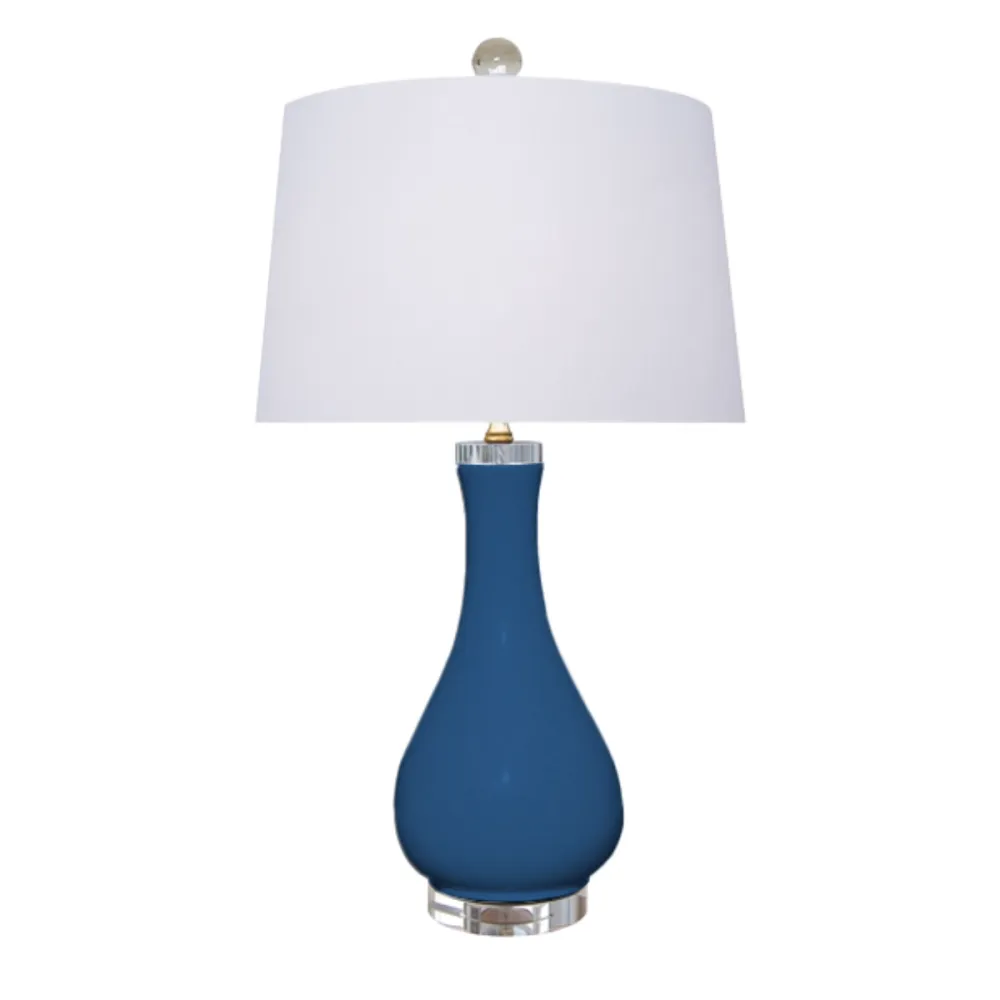 Teardrop Porcelain Drum-Shade Table Lamp