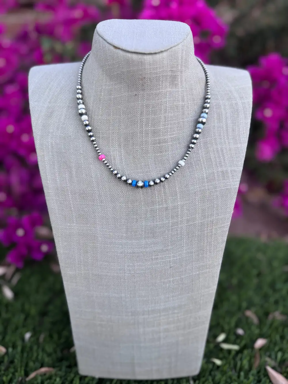 Beaded Pearl Opal Sterling Silver Layered Necklace
