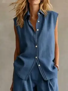 Soft Refined Pocketed Top and Shorts Matching Set