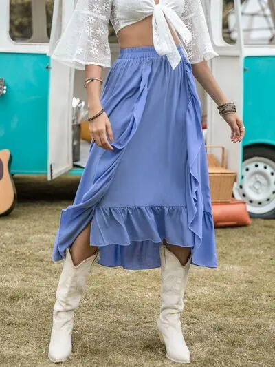 High Waist Ruffle Dropship Skirt