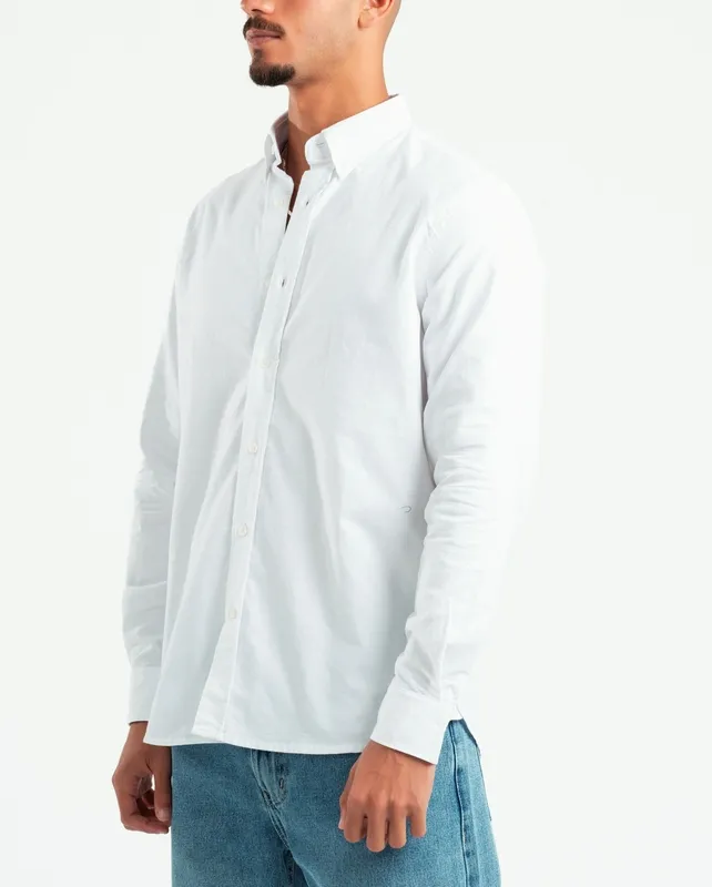 White Structured Button Front Shirt