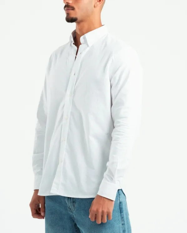 White Structured Button Front Shirt