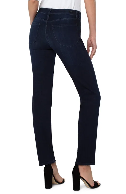Silk Button-Front Straight Leg Jeans